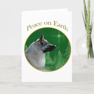 Norwegian Elkhound Peace Holiday Card