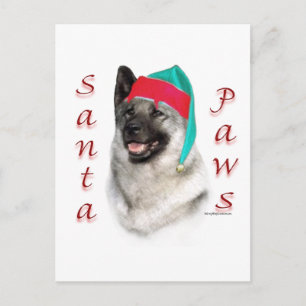 Norwegian Elkhound Santa Paws Holiday Postcard