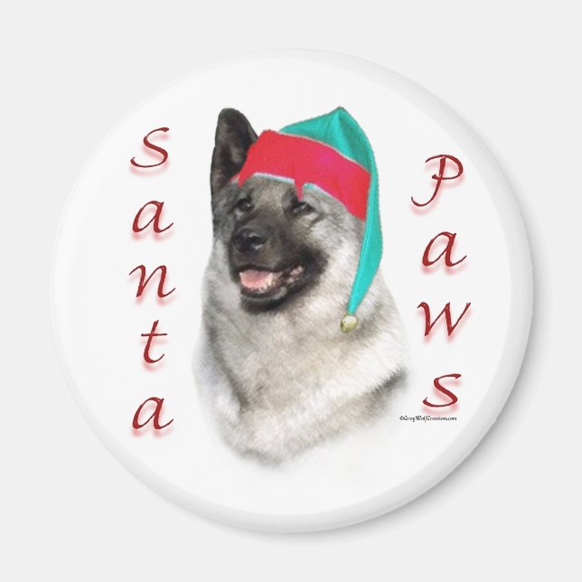 Norwegian Elkhound Santa Paws Magnet (Front)