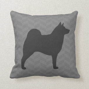Norwegian Elkhound Silhouette Throw Pillow