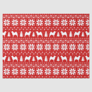 Norwegian Elkhound Silhouettes Christmas Pattern Tissue Paper