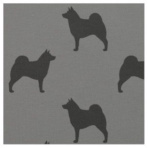 Norwegian Elkhound Silhouettes Pattern Fabric