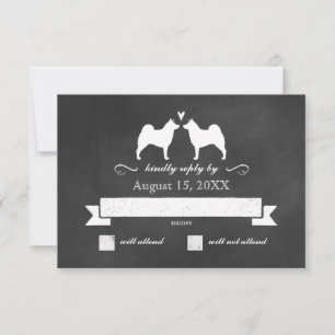 Norwegian Elkhound Silhouettes Wedding RSVP Card