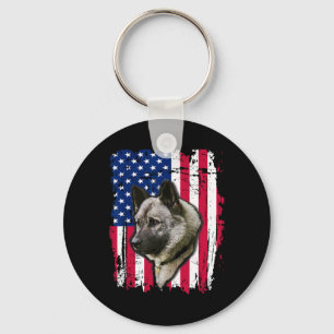 Norwegian Elkhound Us Flag 4th Of July Keychain