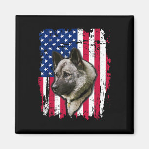 Norwegian Elkhound Us Flag 4th Of July Magnet