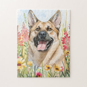 Norwegian Elkhound Watercolor Puzzle