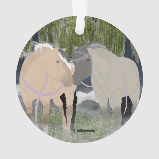 Norwegian Fjord Horses Ornament (Back)