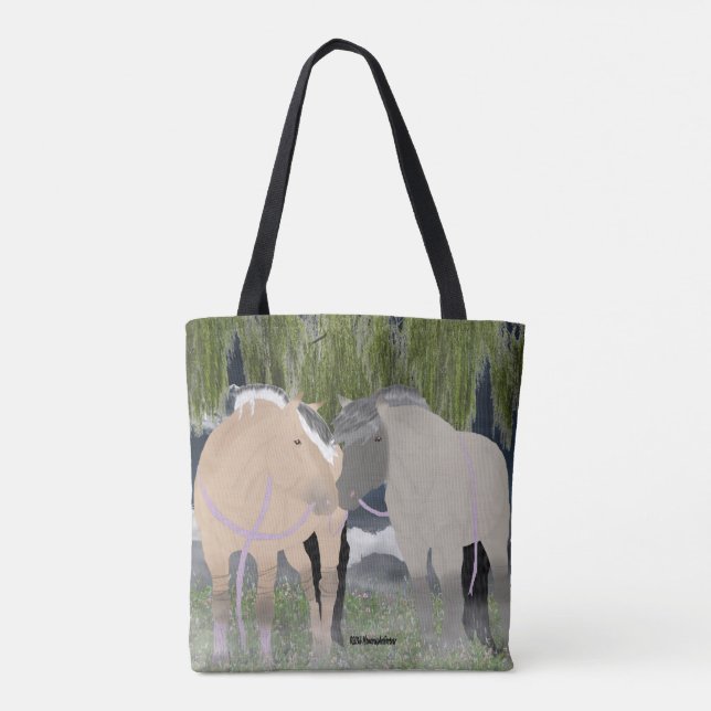 Norwegian Fjord Horses Tote Bag (Back)