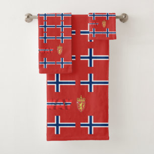 Norwegian flag bath towel set
