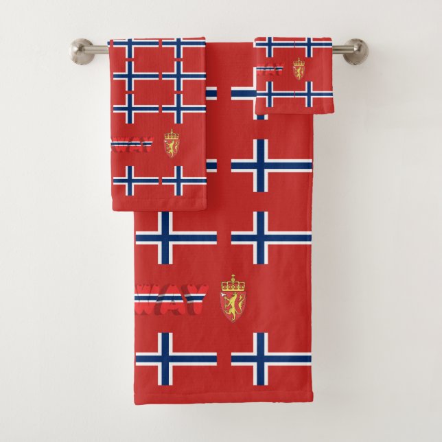 Norwegian flag bath towel set (Insitu)