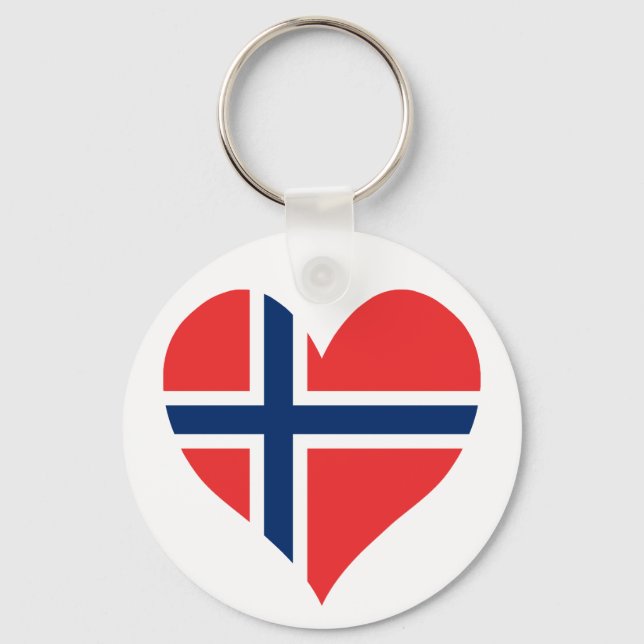 Norwegian Flag Heart Keychain (Front)