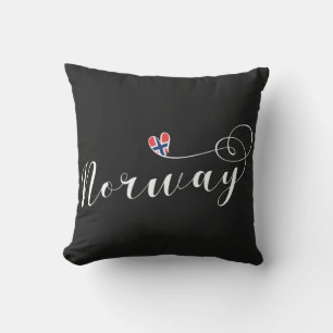 Norwegian Flag Heart, Norway Outdoor Pillow