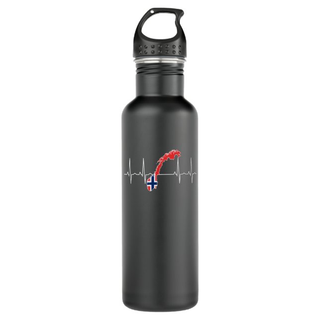Norwegian Flag Heartbeat 710 Ml Water Bottle (Front)