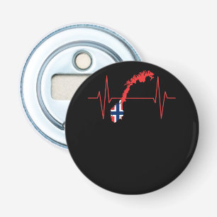 Norwegian Flag Heartbeat Bottle Opener