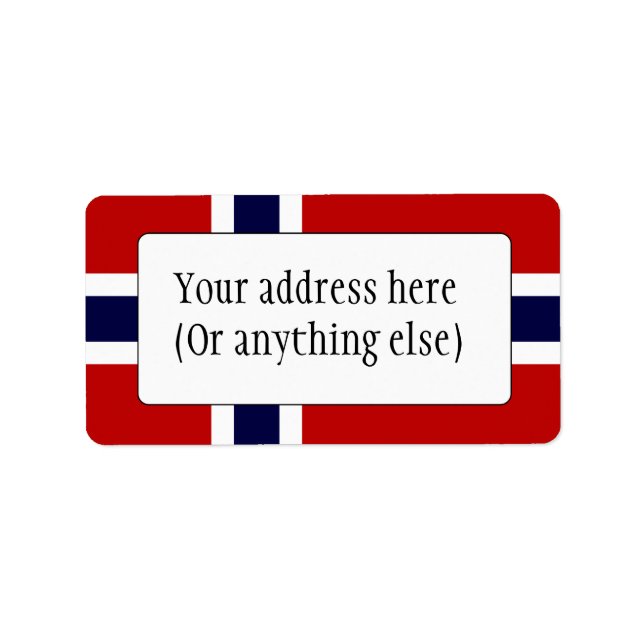 Norwegian Flag - Kongeriket Norge - Norsk Flagg Label (Front)