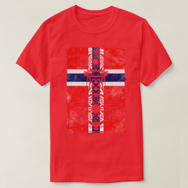 Norwegian Flag Mjlnir T-Shirt (Design Front)