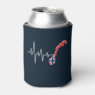 Norwegian Flag Norway Flag Norge Heartbeat Can Cooler