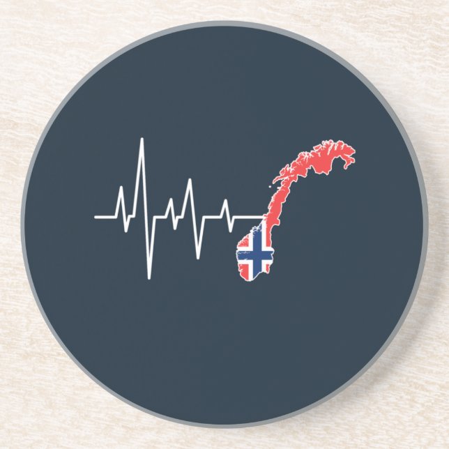 Norwegian Flag Norway Flag Norge Heartbeat  Coaster (Front)