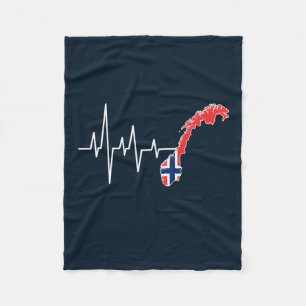 Norwegian Flag Norway Flag Norge Heartbeat Fleece Blanket