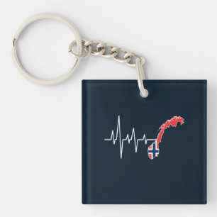 Norwegian Flag Norway Flag Norge Heartbeat Keychain