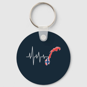 Norwegian Flag Norway Flag Norge Heartbeat Keychain