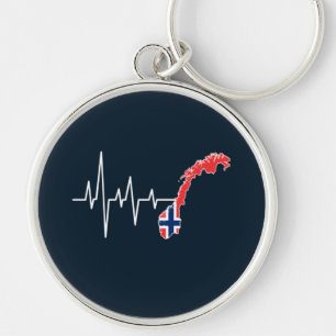Norwegian Flag Norway Flag Norge Heartbeat Keychain