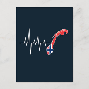 Norwegian Flag Norway Flag Norge Heartbeat  Postcard