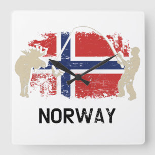 Norwegian Flag Norway Flag Square Wall Clock