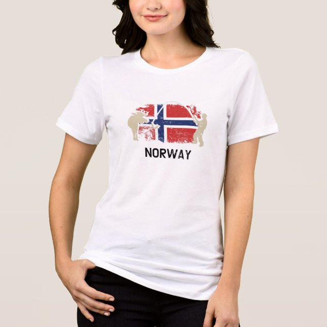 Norwegian Flag Norway Flag Tri-Blend Shirt (Front)