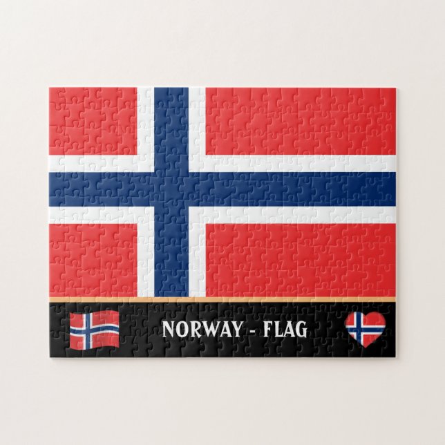 Norwegian Flag & Norwegian country / Norway Jigsaw Puzzle (Horizontal)