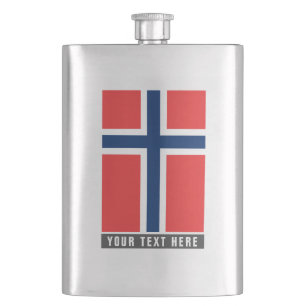 Norwegian flag of Norway custom drink flask gift