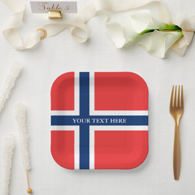 Norwegian flag of Norway custom paper party plates (Wedding)