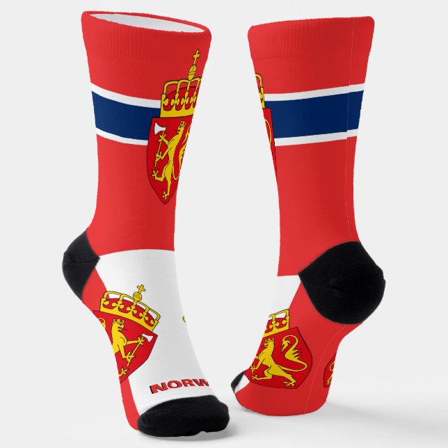 Norwegian Flag Patriotic, Sustainable Norway Socks (Angled)