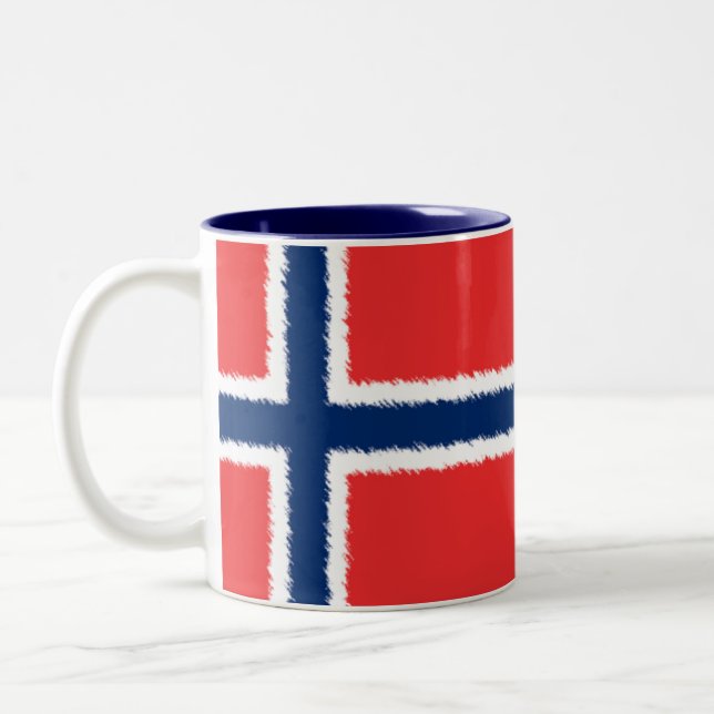 Norwegian Flag Two-Tone Coffee Mug (Left)