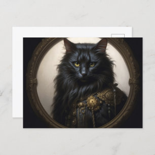 Norwegian Forest black Cat Postcard
