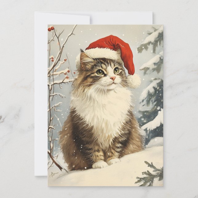 Norwegian forest cat christmas  holiday card (Front)