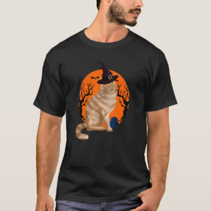 Norwegian Forest Cat Cute Halloween Witch Hat And T-Shirt