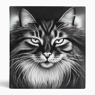 Norwegian Forest Cat in Black and White Binder