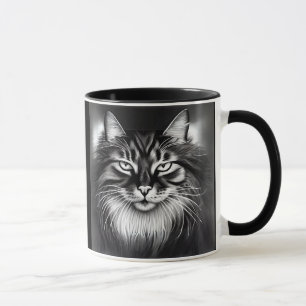 Norwegian Forest Cat in Black and White Mug