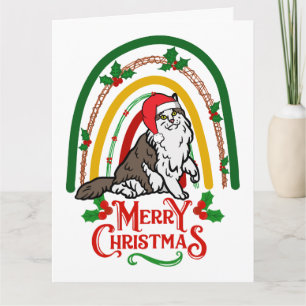 Norwegian Forest Cat Merry Christmas Card