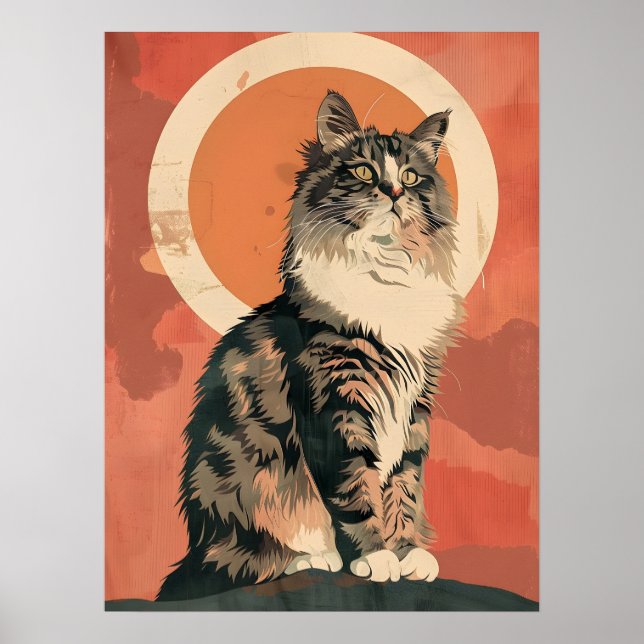 Norwegian Forest Cat Modern Art Poster (Front)
