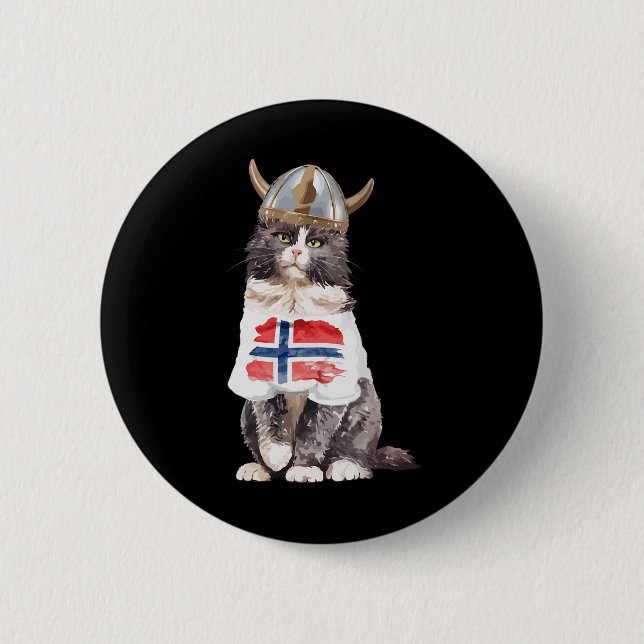 Norwegian Forest Cat Norway Flag  2 Inch Round Button (Front)