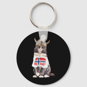 Norwegian Forest Cat Norway Flag  Keychain