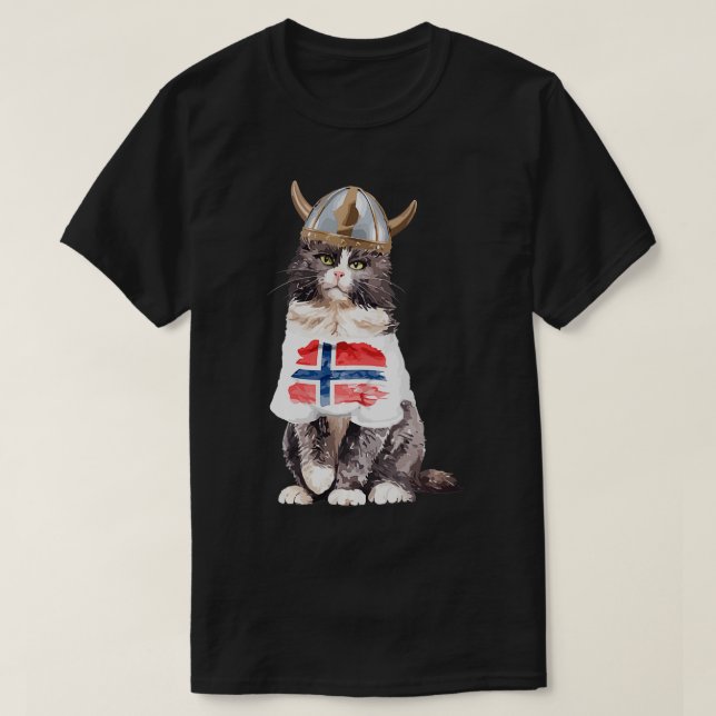 Norwegian Forest Cat Norway Flag  T-Shirt (Design Front)