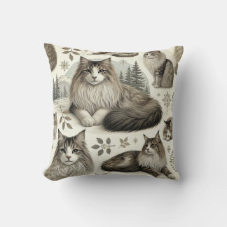 Norwegian Forest Cat Pattern Cushion