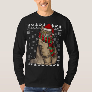 Norwegian Forest Cat Santa Hat Xmas Ugly Christmas T-Shirt