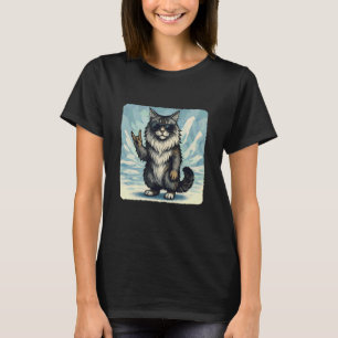 Norwegian Forest Cat Sunglasses Rock Music Funny R T-Shirt
