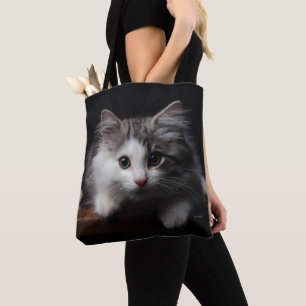 Norwegian Forest Kitten Tote Bag