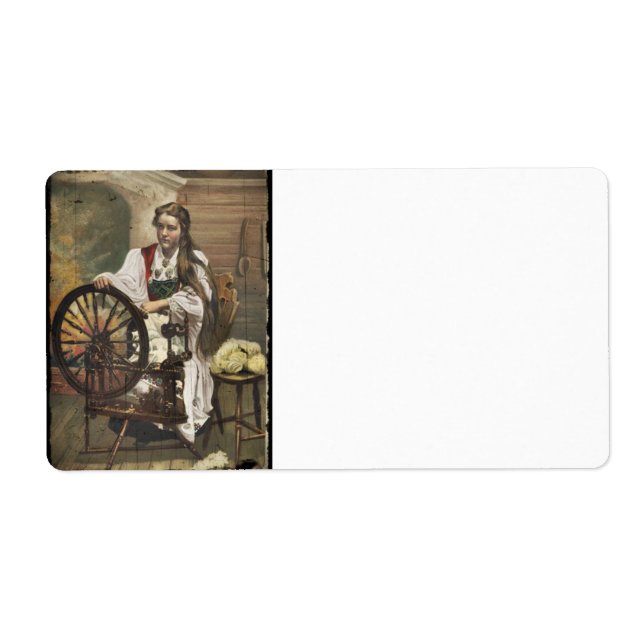 Norwegian Girl a Spinning Wheel (Devant)