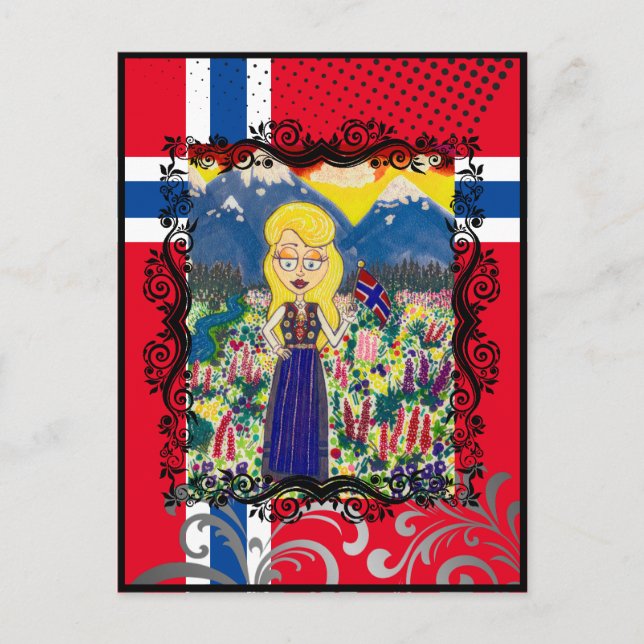 Norwegian Girl in Bunad Postcard (Front)